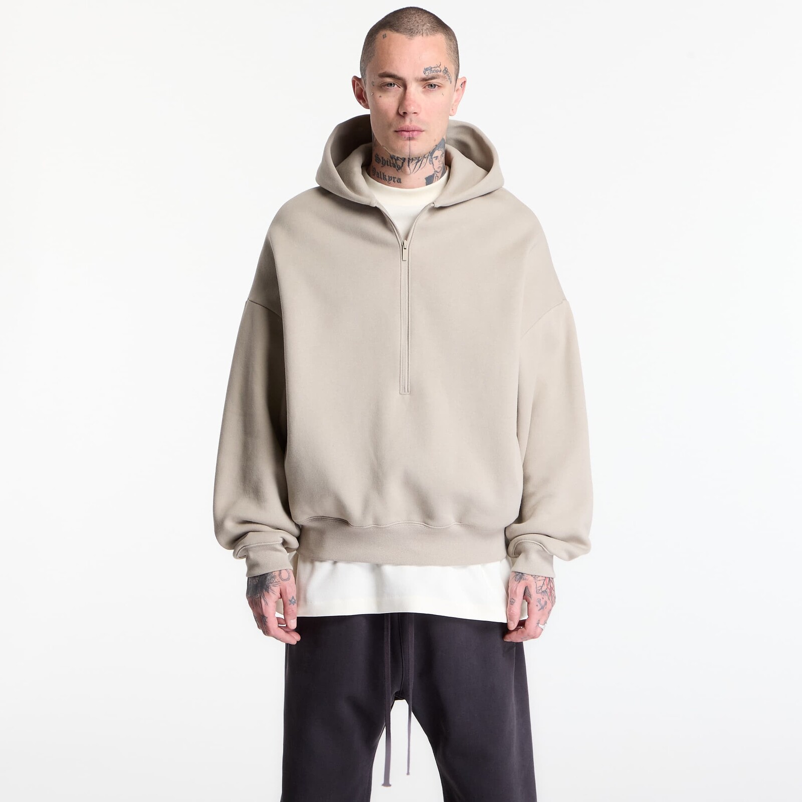 Mikina Fear of God Essentials Property Lounge Half Zip Crewneck Seal XXL