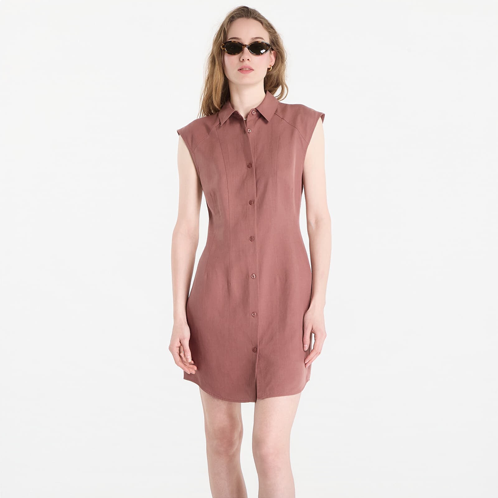 Oblečenie Calvin Klein Tencel Linen Sl Mini Shirtdress Sierra Brown S