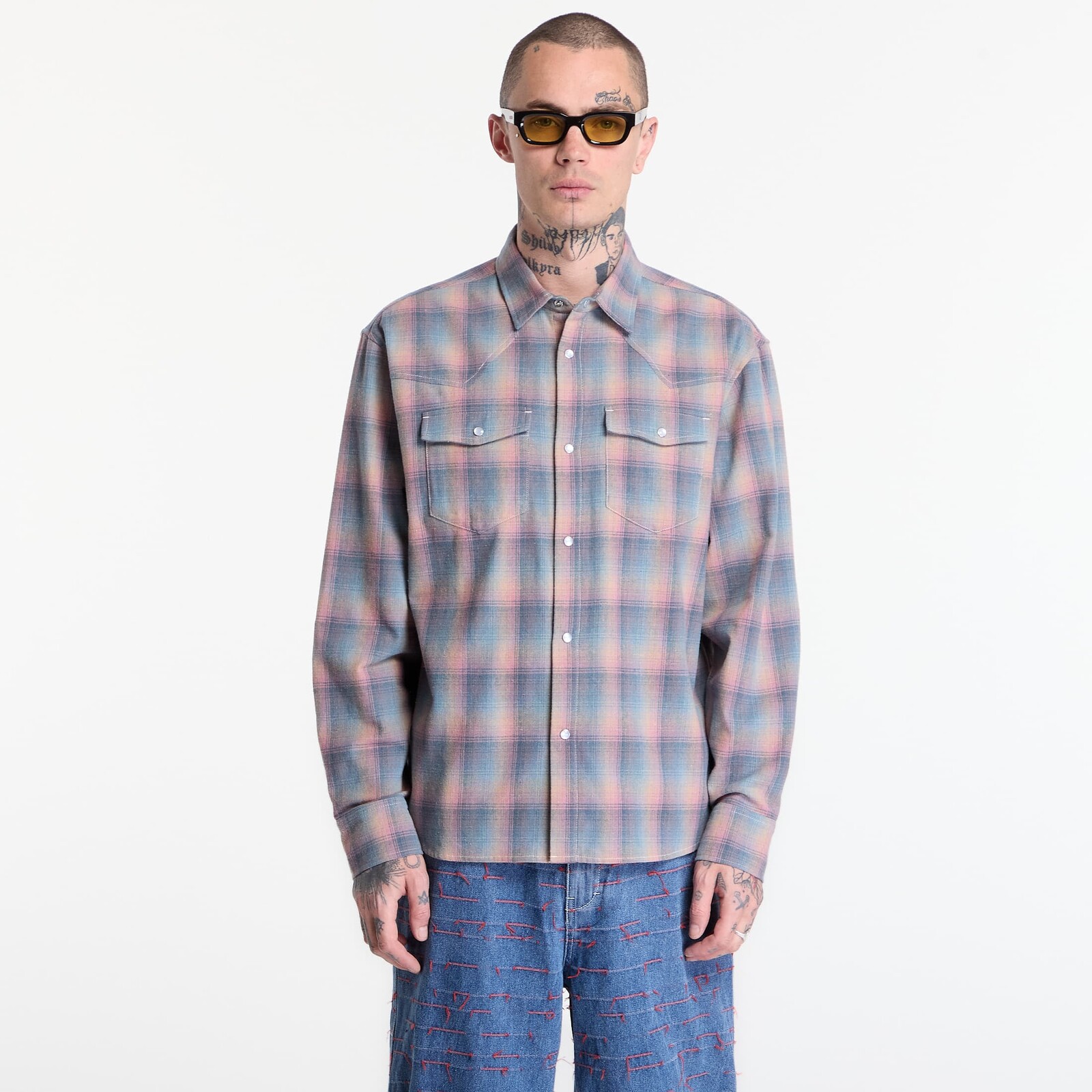 Košeľa PLEASURES Sender Western Button Up Pink M