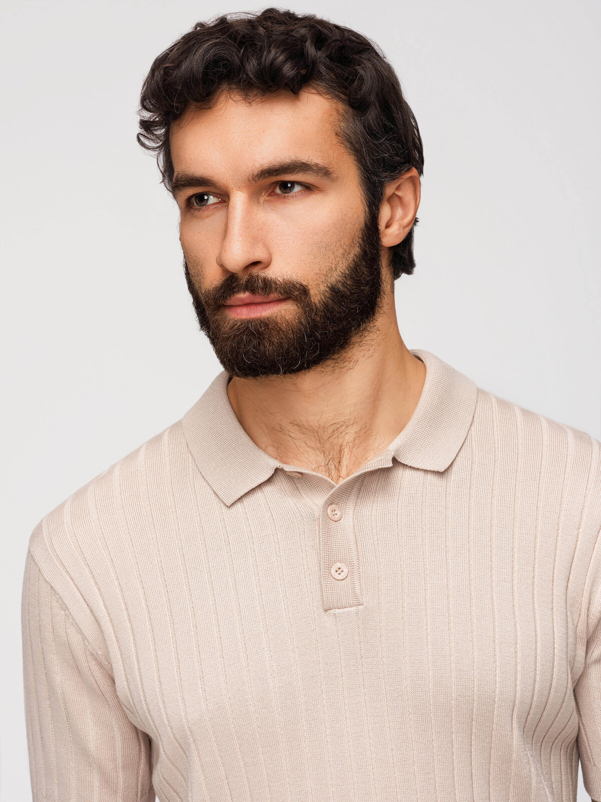 Pánske SLIM FIT viskózové polo tričko - béžové