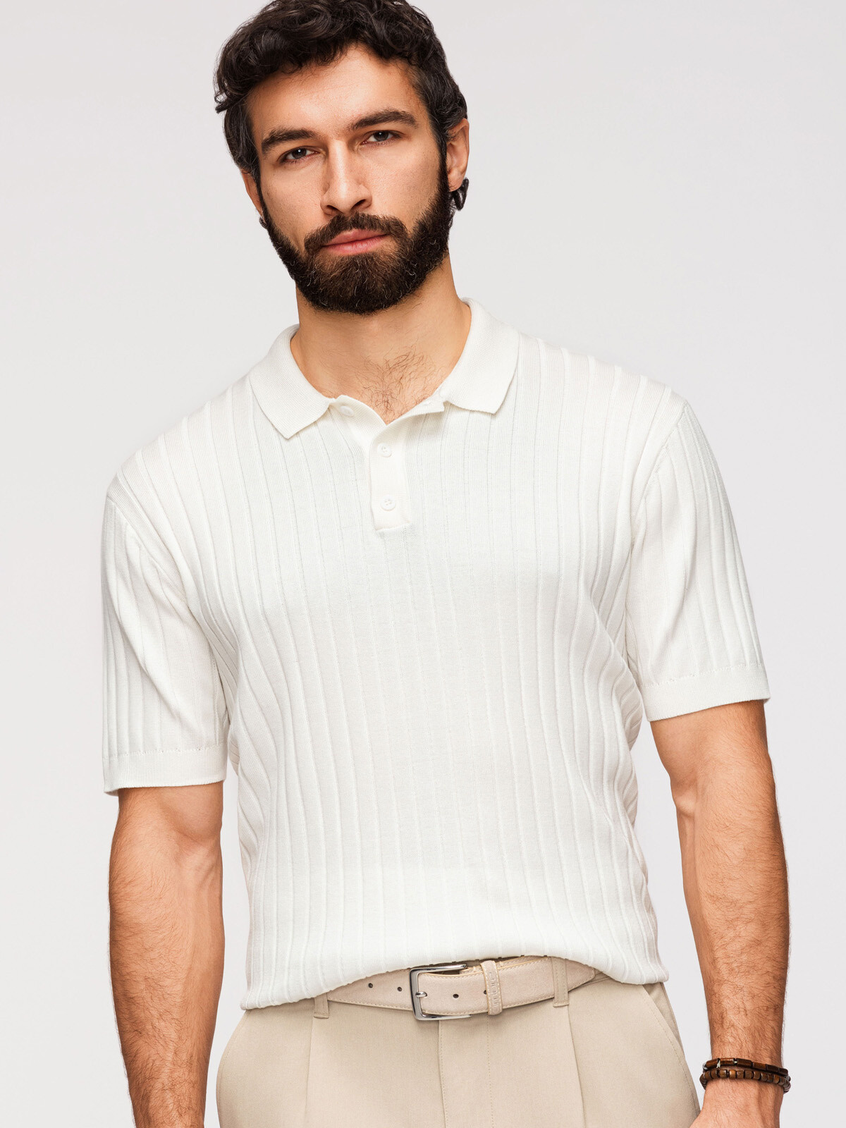 Ombre pánske SLIM FIT viskózové pruhované polokošele