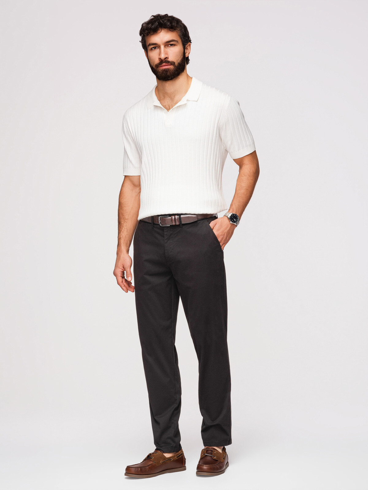 Ombre pánske chino nohavice REGULAR FIT - čierne