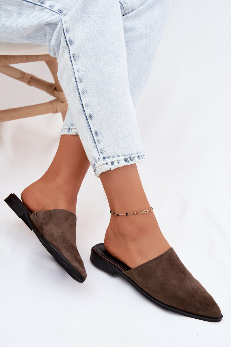 Kožené semišové dámské mule topánky