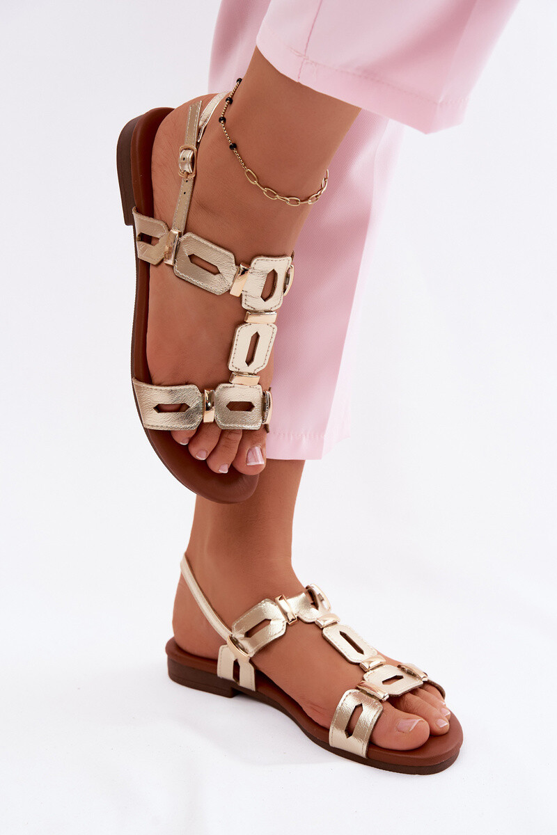 S. BARSKI Dámske zlaté ploché sandále
