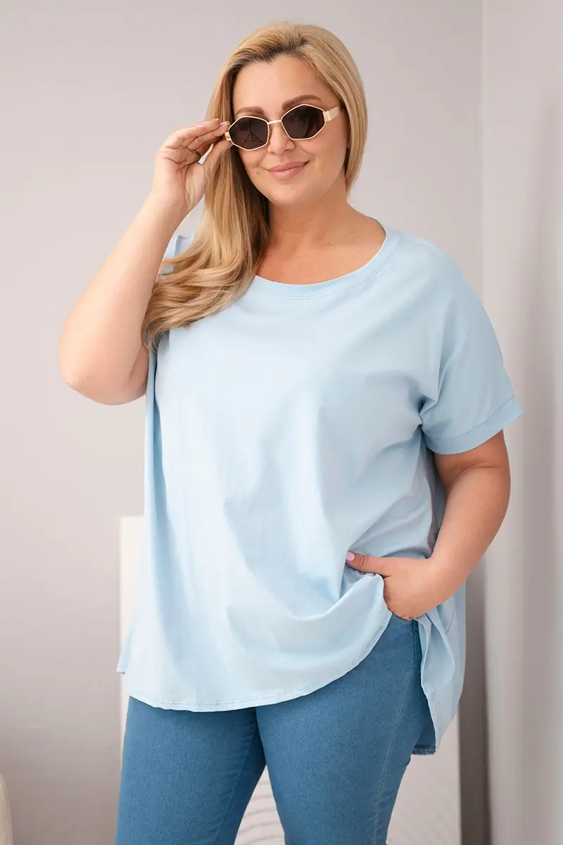 Kesi Plus Size blúzka s krátkym rukávom modrá