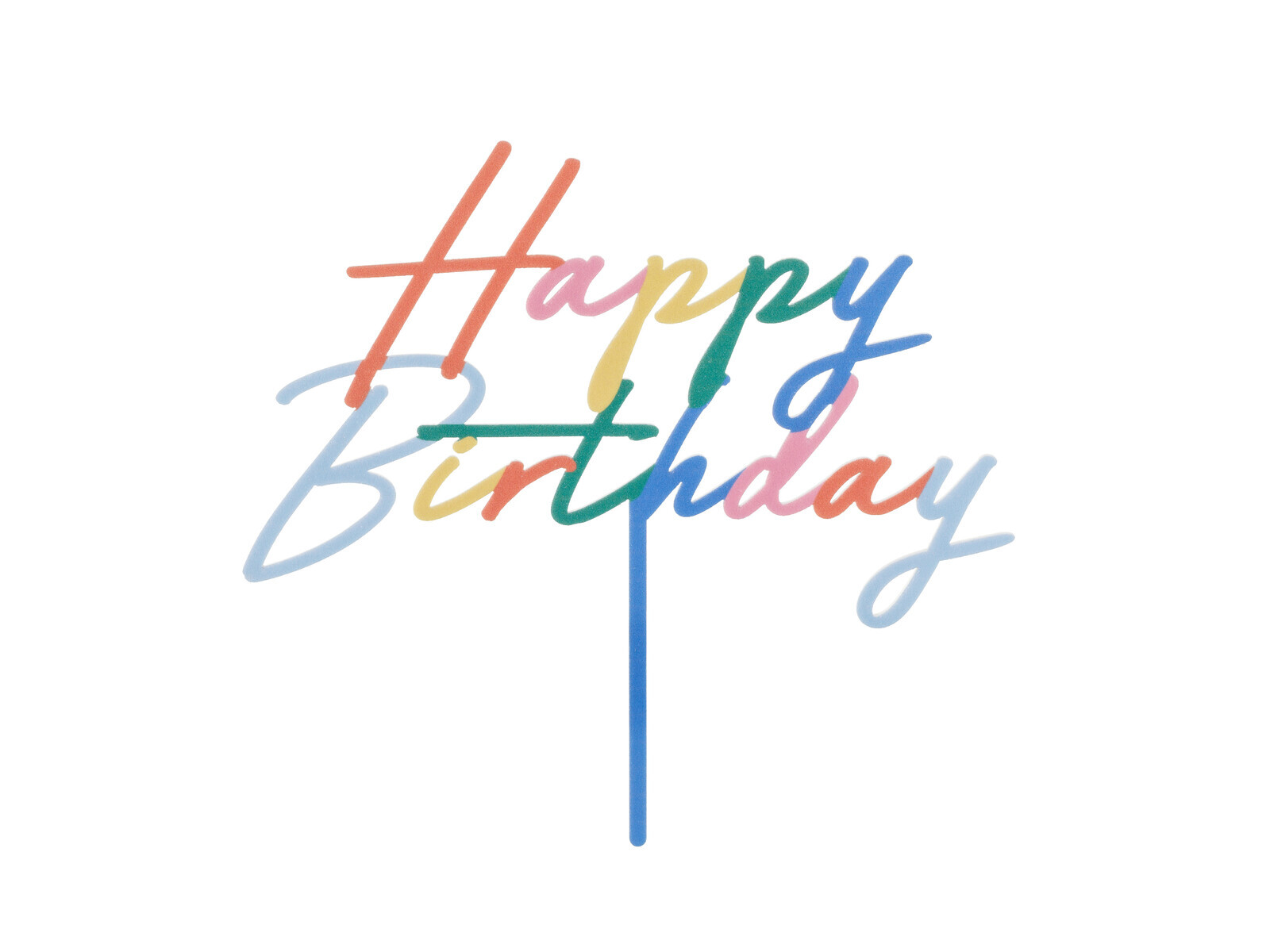PartyDeco Zápich na tortu Happy Birthday - Farebný matný 18 × 16,5 cm