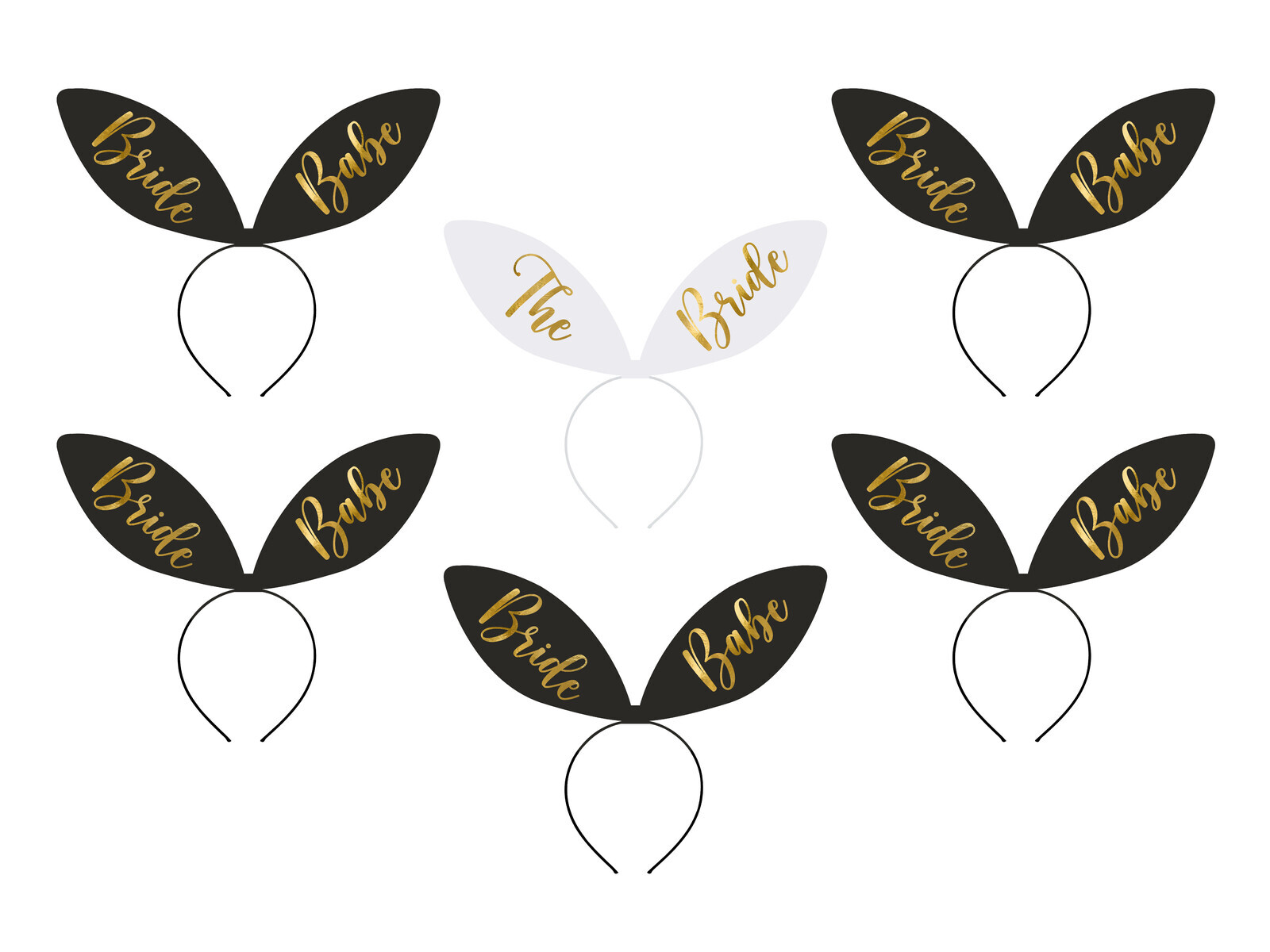 PartyDeco Set čeleniek na rozlúčku na slobodu čierny - Bride Squad