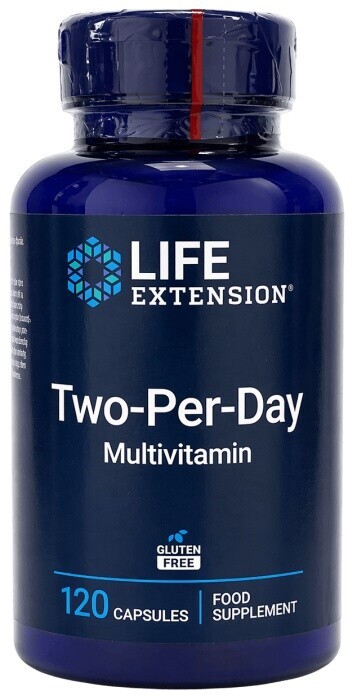 Life extension two-per-day multivitamin