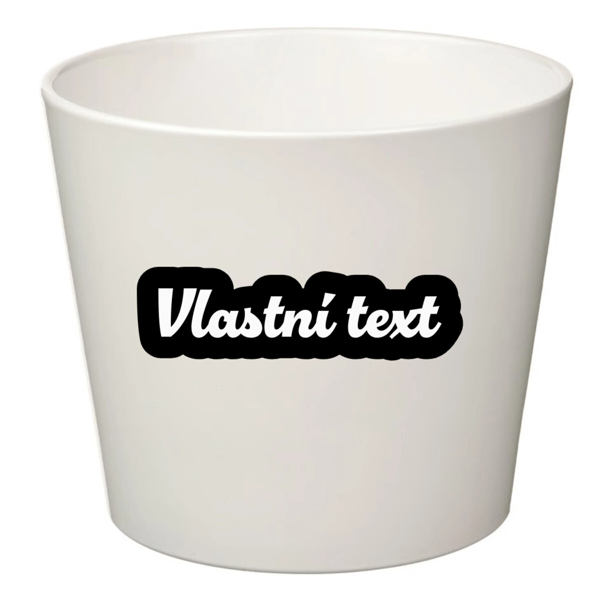 Bílý keramický květináč s vlastním textem s obrysem - velký