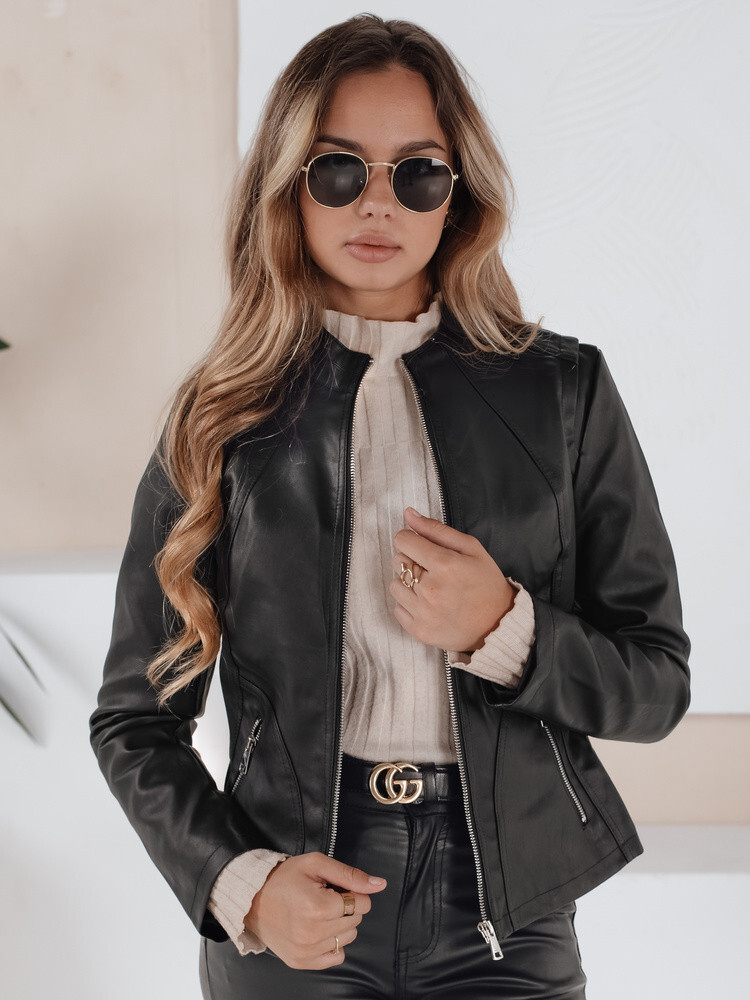 Dámska kožená bunda čierna FashionStreet TY5201 L