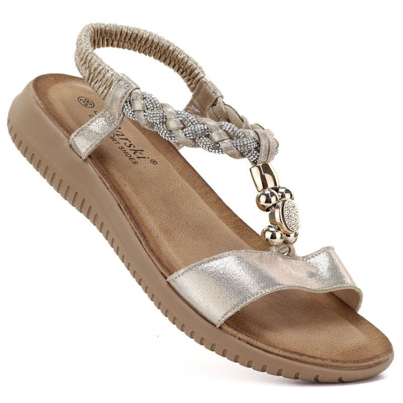 Dámske zlaté elastické sandále S.Barski KV61-6051 40