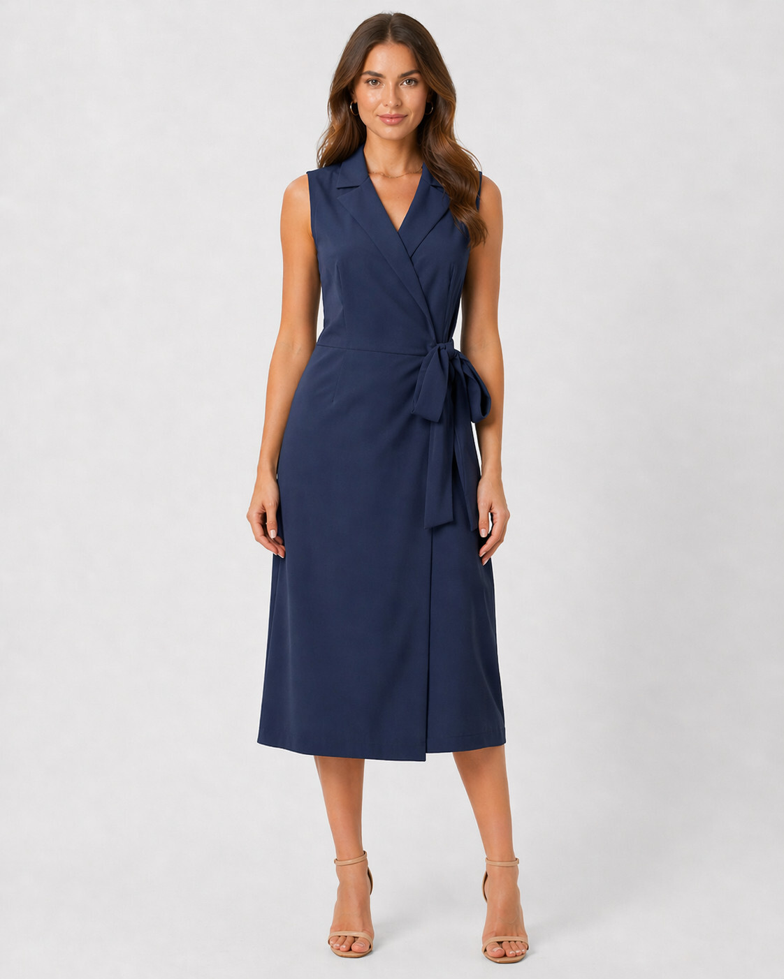 Dámske elegantné zavinovacie šaty S275 tmavomodré - Stylove XXL