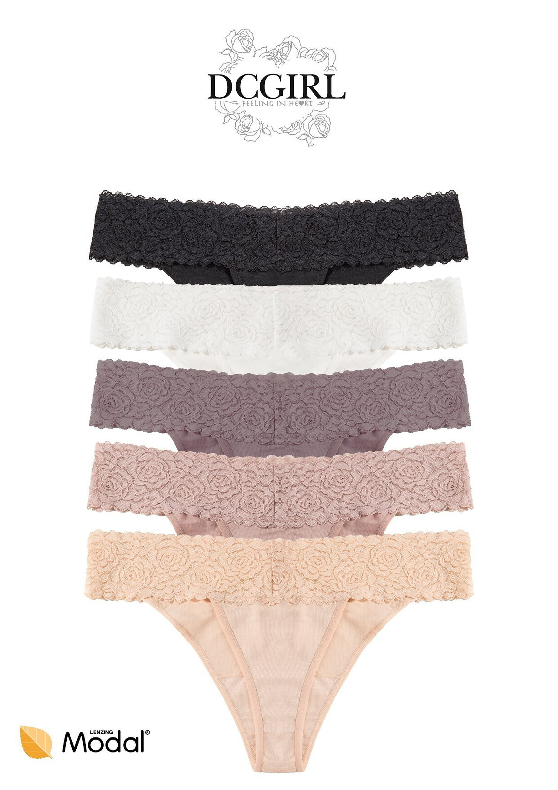 Dámske tangá 26706 A'2 Black and Beige - DC Girl M