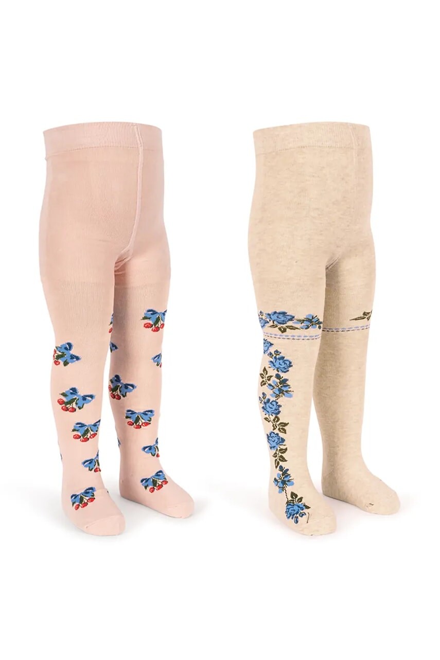 Detské pančuchy Konges Sløjd 2 PACK FLOWER AND CHERRY JACQUARD TIGHTS 2-pak