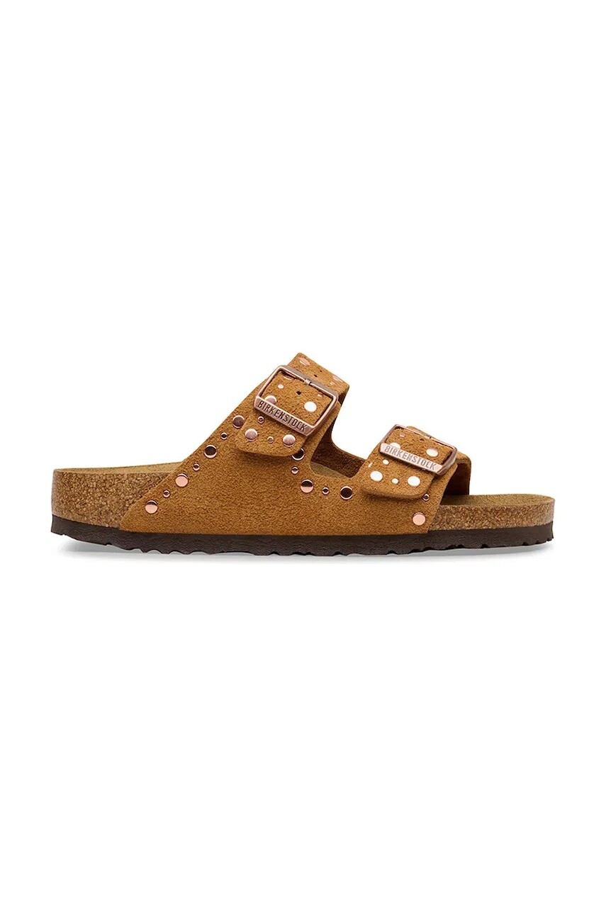 Birkenstock šľapky na plochom podpätku dámske semišové