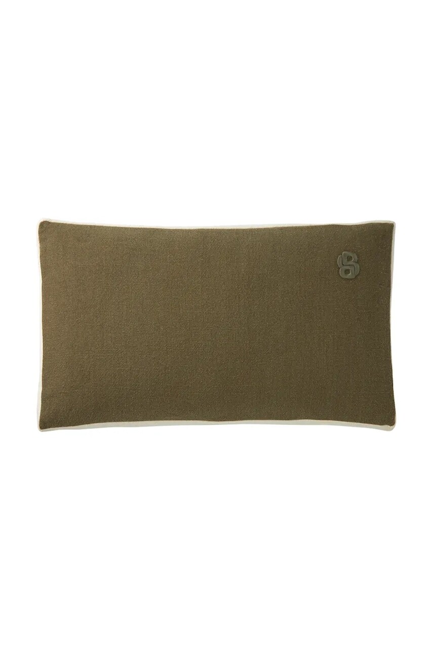 Dekoratívna ľanová obliečka na vankúš BOSS CLAYTON Dark kaki 31 x 55 cm