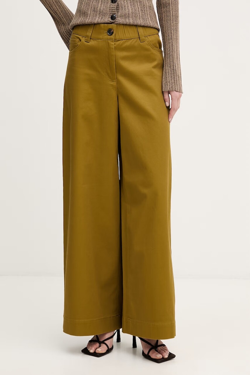 Sisley nohavice wide leg dámske bavlnené s elastanom