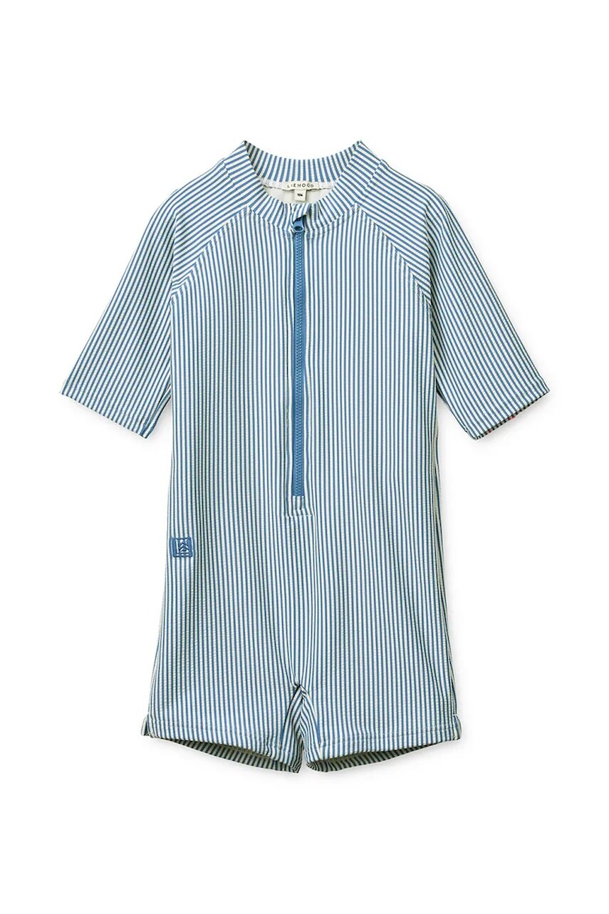 Liewood detský plážový overal Max Seersucker Shortsleeve Swim Jumpsuit