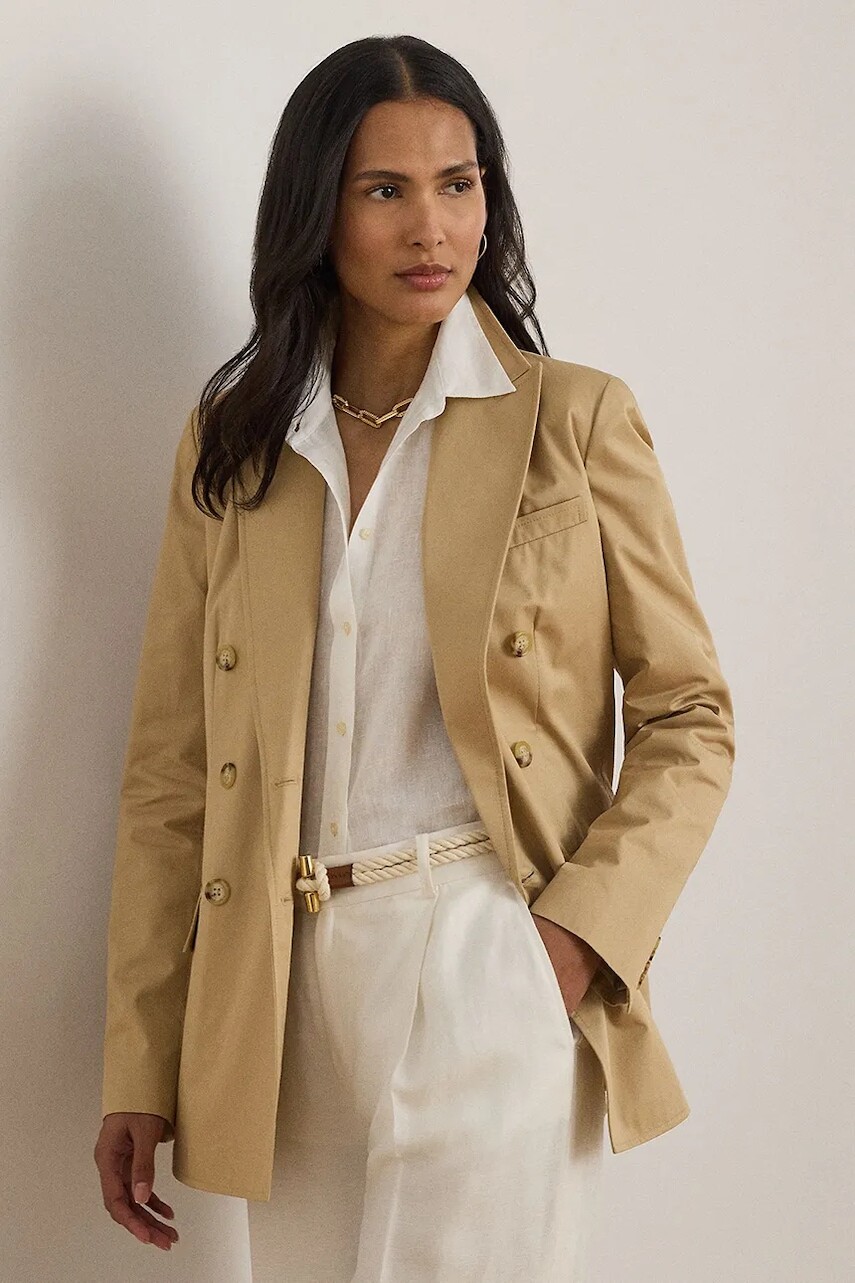 Lauren Ralph Lauren dvojradové sako dámske bavlnené