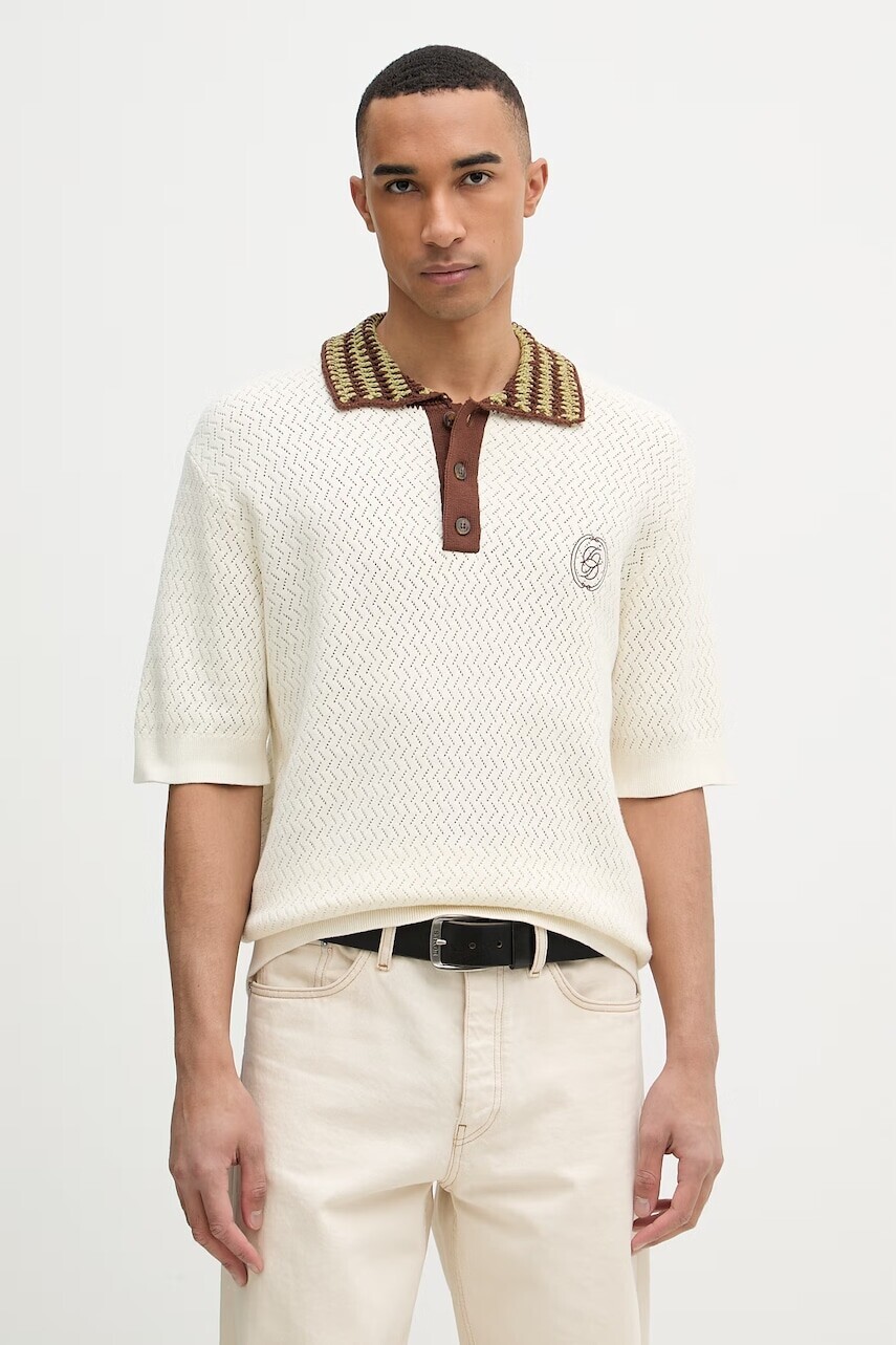 Drôle de Monsieur úpletové polo tričko pánske bavlnené Maille Ajouré D Miroir