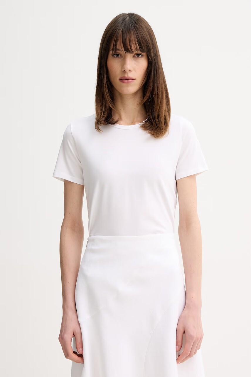 MM by Max Mara dámske bavlnené basic tričko s elastanom MULINO