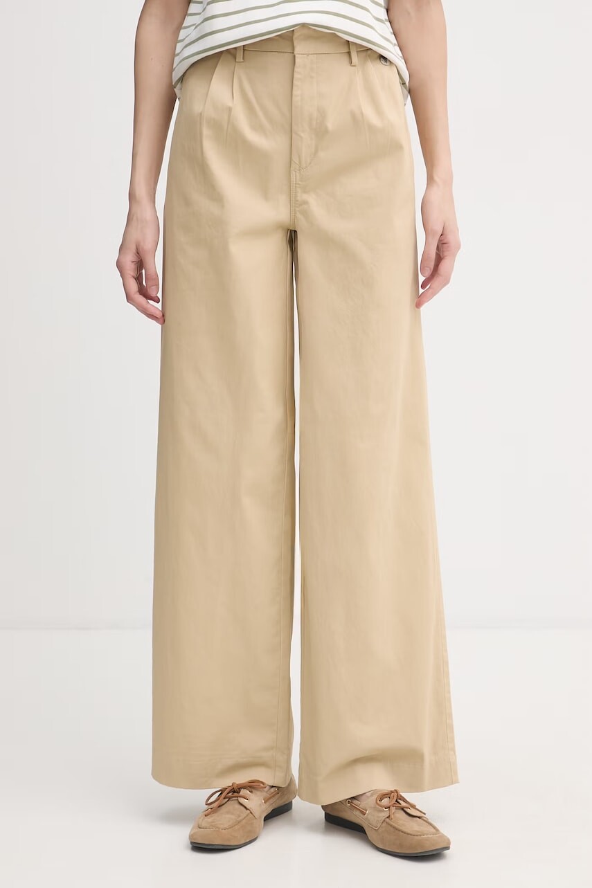 U.S. Polo Assn. nohavice dámske s bavlnou FULL LENGTH WIDE LEG