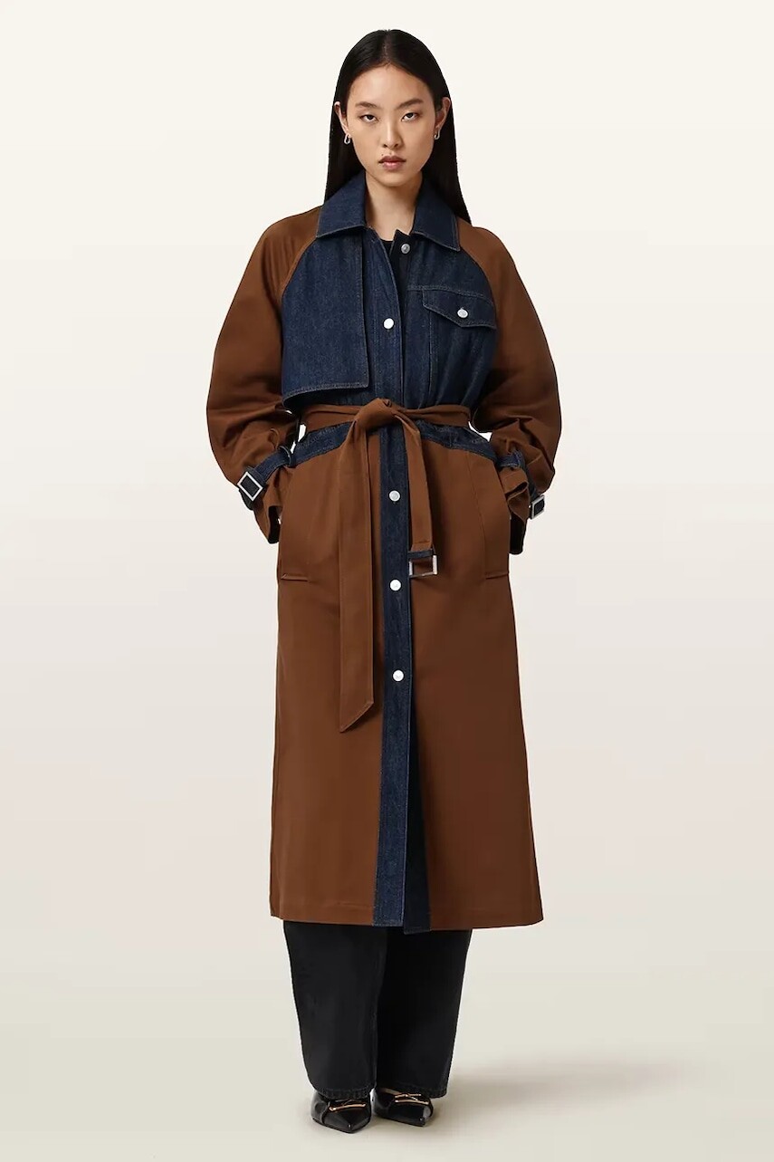 AllSaints trenčkot dámsky s bavlnou DAYLY TRENCH