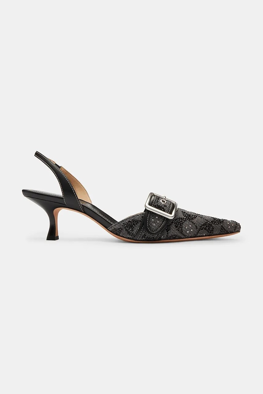 Dámske kožené sandále na vysokom podpätku Coach Margot Crystal Signature