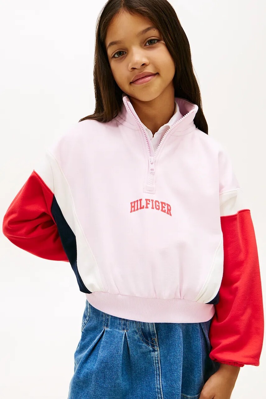 Tommy Hilfiger mikina na zips detská bavlnená s elastanom
