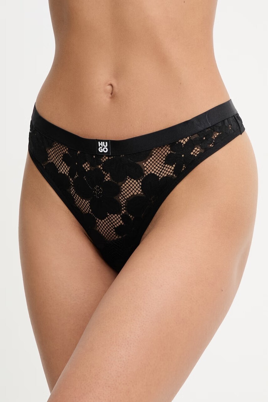 HUGO tangá dámske čipkované BLOOM LACE THONG