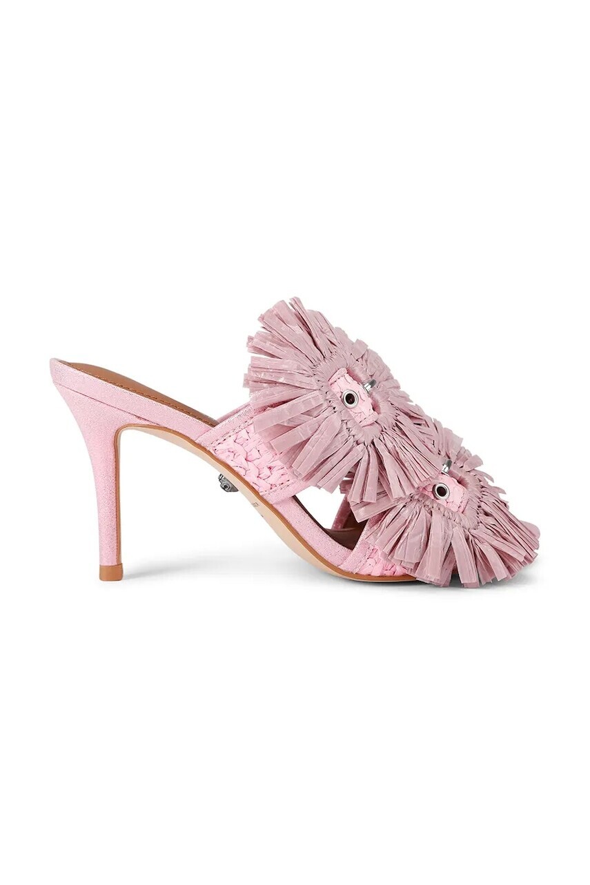 Kurt Geiger London šľapky na ihličkovom podpätku dámske Raffia Buckle Sandal
