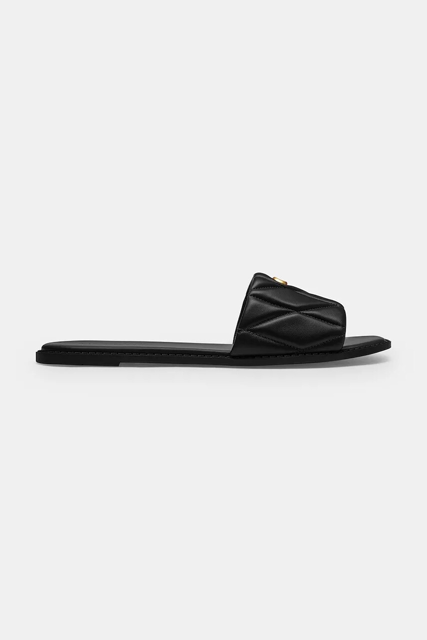 Coach šľapky na plochom podpätku dámske kožené Holly Quilted Leather Sandal