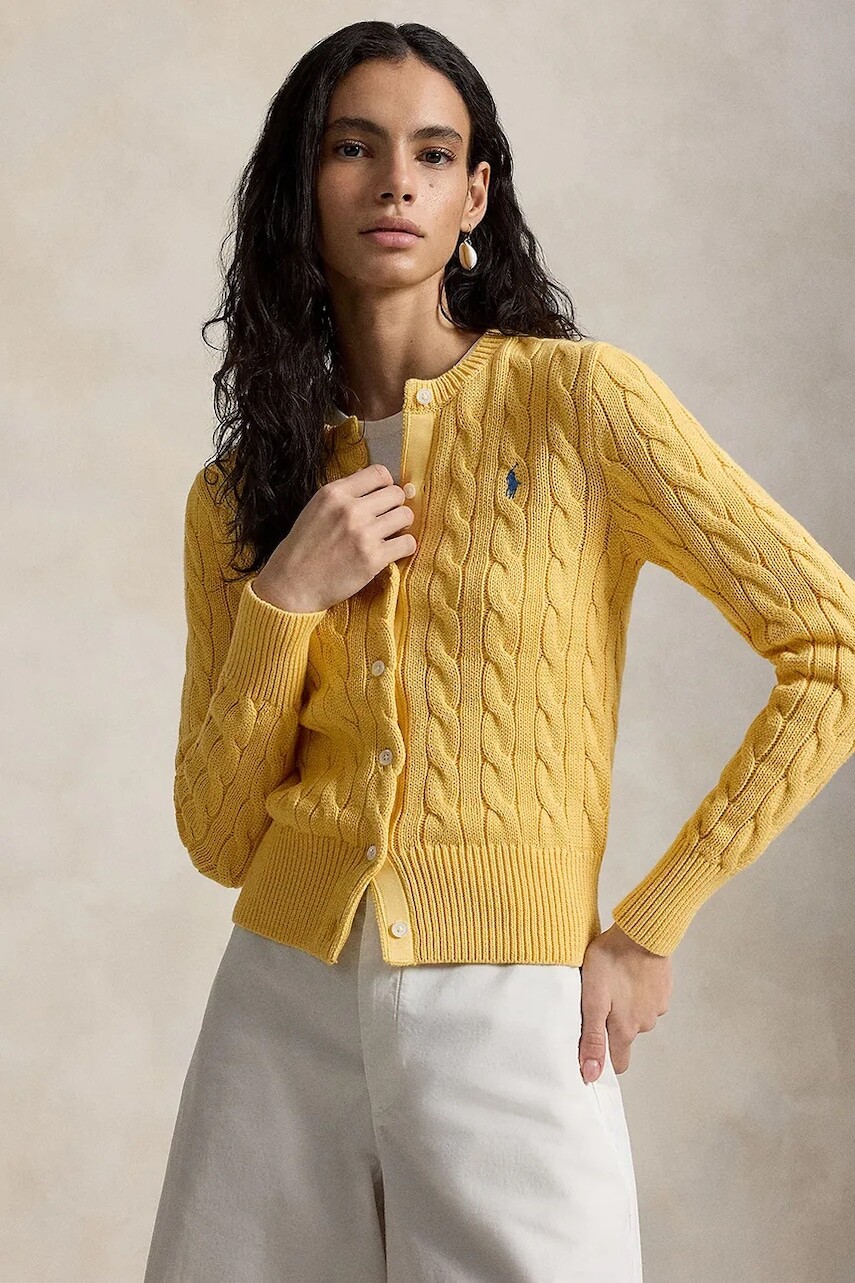 Polo Ralph Lauren kardigán dámsky bavlnený COTTON-LSL-CRD