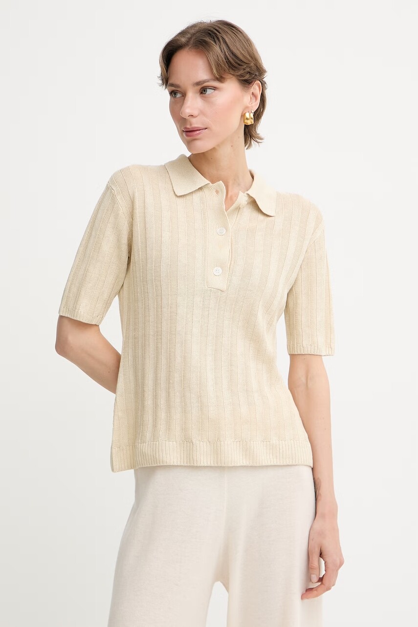 MM by Max Mara úpletové polo tričko dámske ľanové RIVETTO