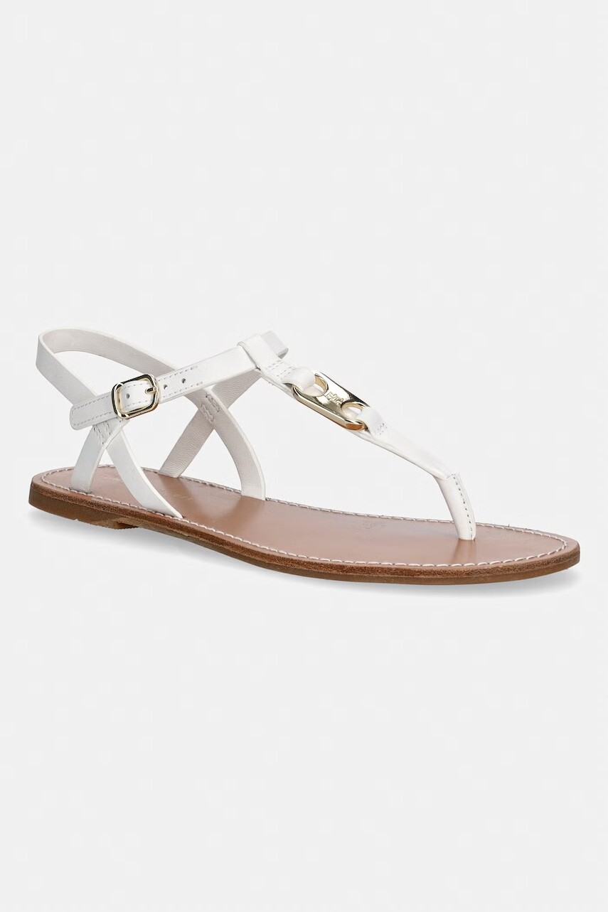 Tommy Hilfiger sandále na plochom podpätku dámske kožené LEATHER THONG SANDAL
