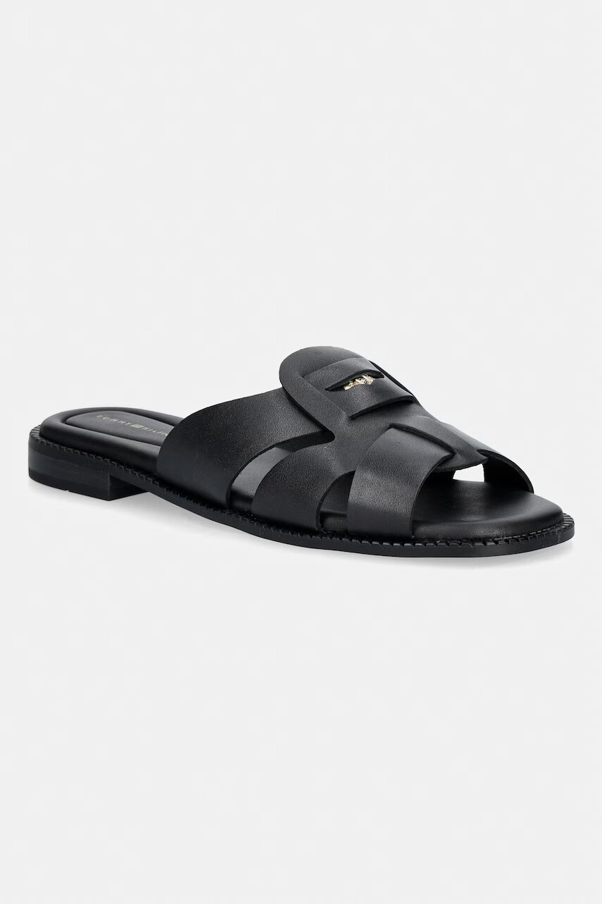 Tommy Hilfiger šľapky dámske kožené COIN LEATHER SANDAL