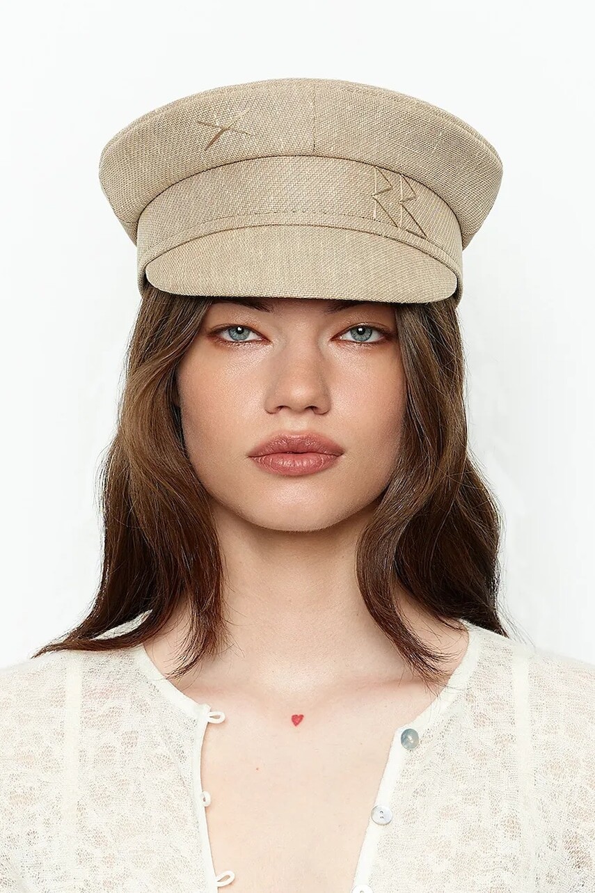 RUSLAN BAGINSKIY čiapka dámska s prímesou vlny Logo-embroidered Baker Boy Cap