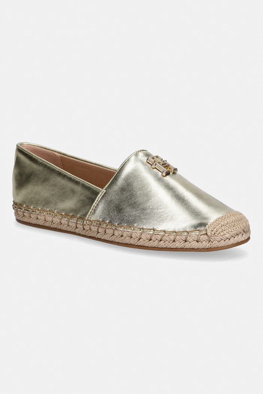 Tommy Hilfiger espadrilky dámske kožené TH LOGO GOLD ESPADRILLE