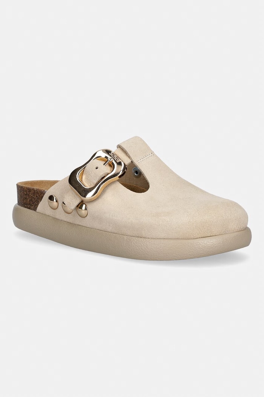 Scholl šľapky mules dámske semišové FLORA