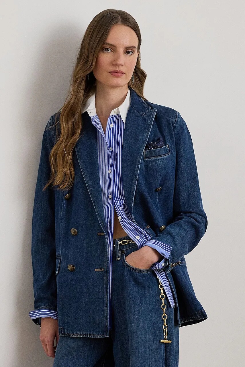 Lauren Ralph Lauren oblekové sako dámske bavlnené
