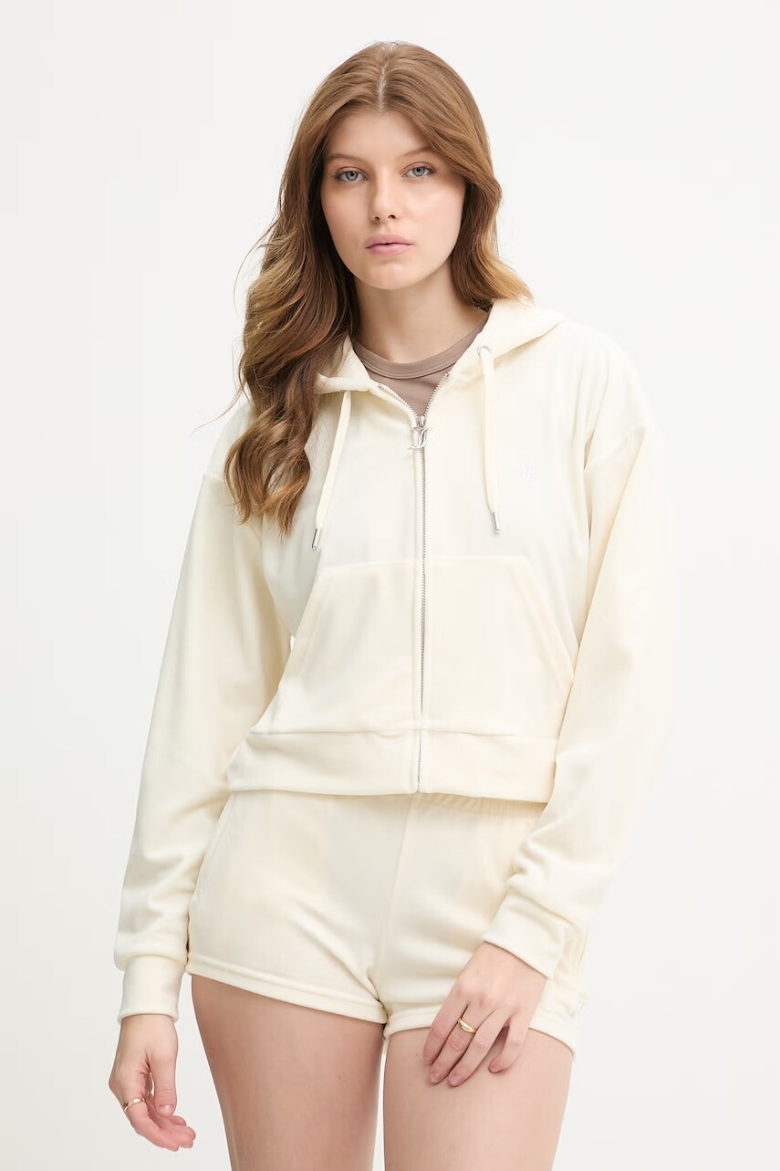 Juicy Couture mikina s kapucňou dámska zamatová ICCLE HOODIE