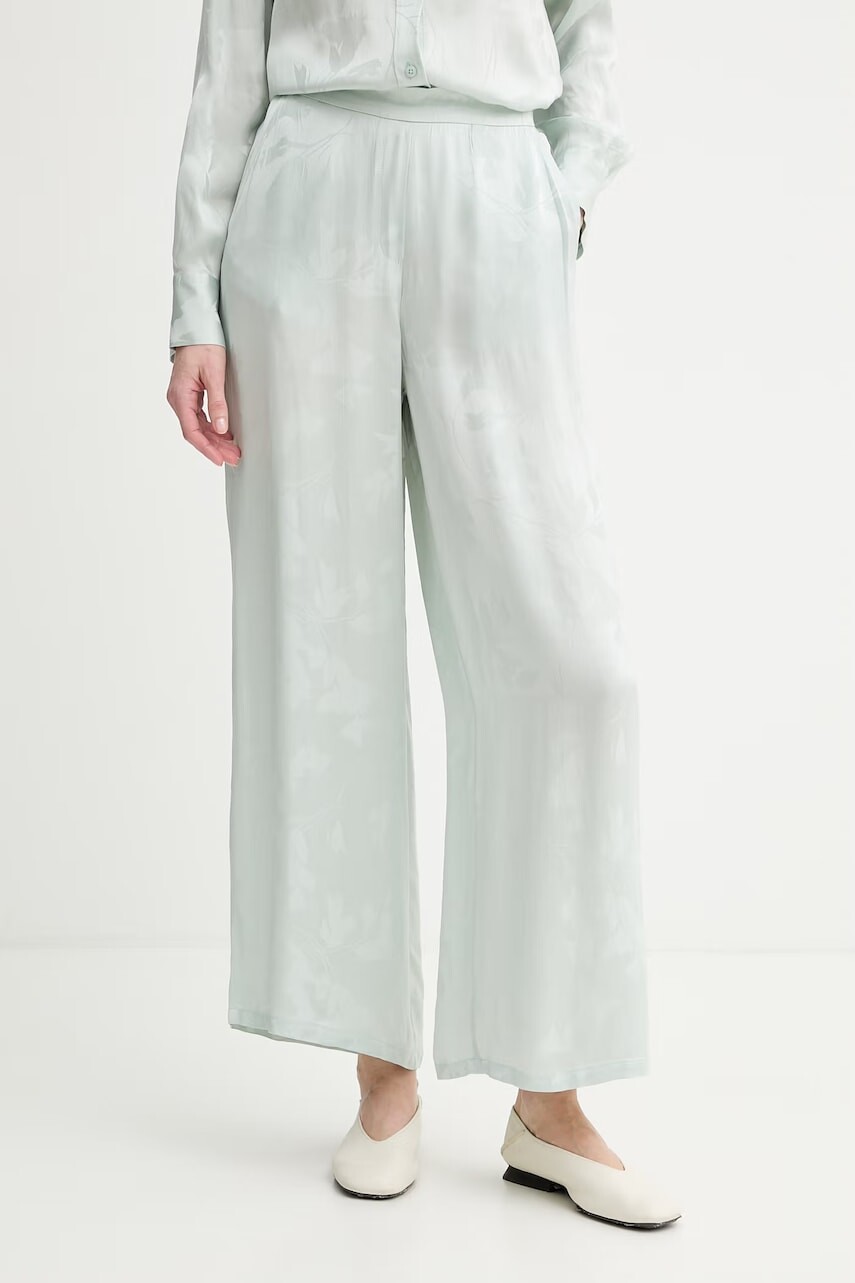 Calvin Klein nohavice wide leg dámske z viskózy