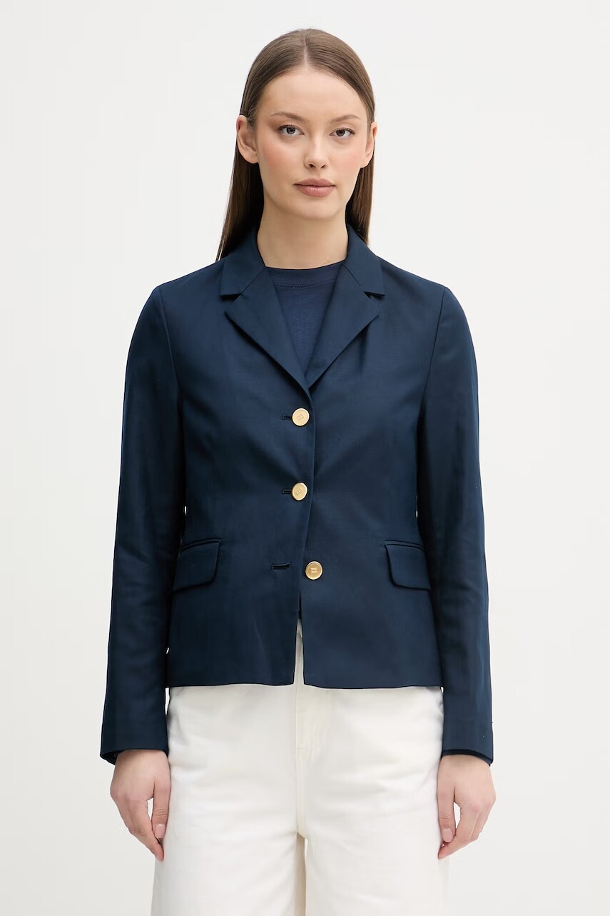 Tommy Hilfiger jednoradové sako dámske s prímesou ľanu