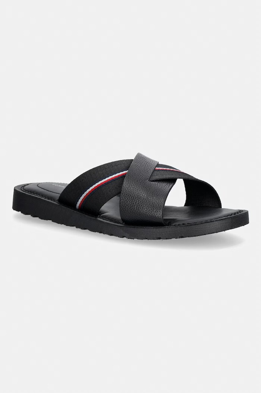 Tommy Hilfiger šľapky pánske kožené CORE HILFIGER LTH CRISS C SANDAL