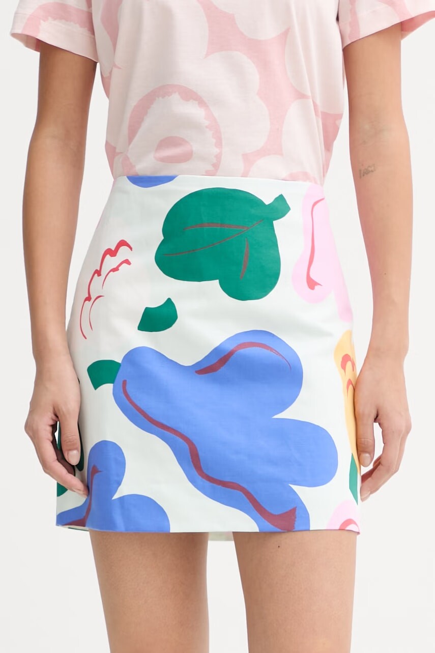 Marimekko sukňa áčkového strihu s prímesou ľanu