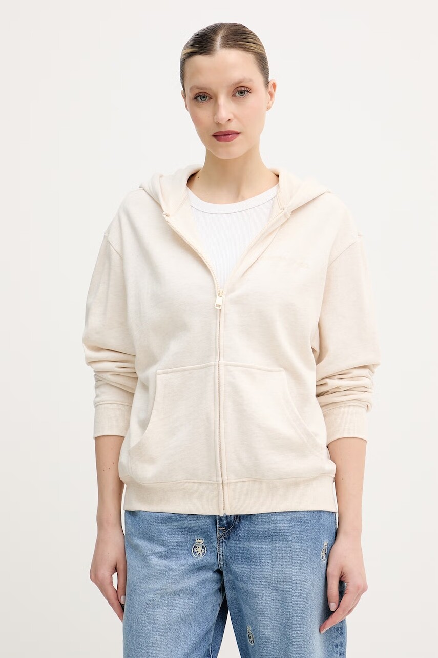 Tommy Hilfiger mikina na zips s kapucňou dámska s bavlnou