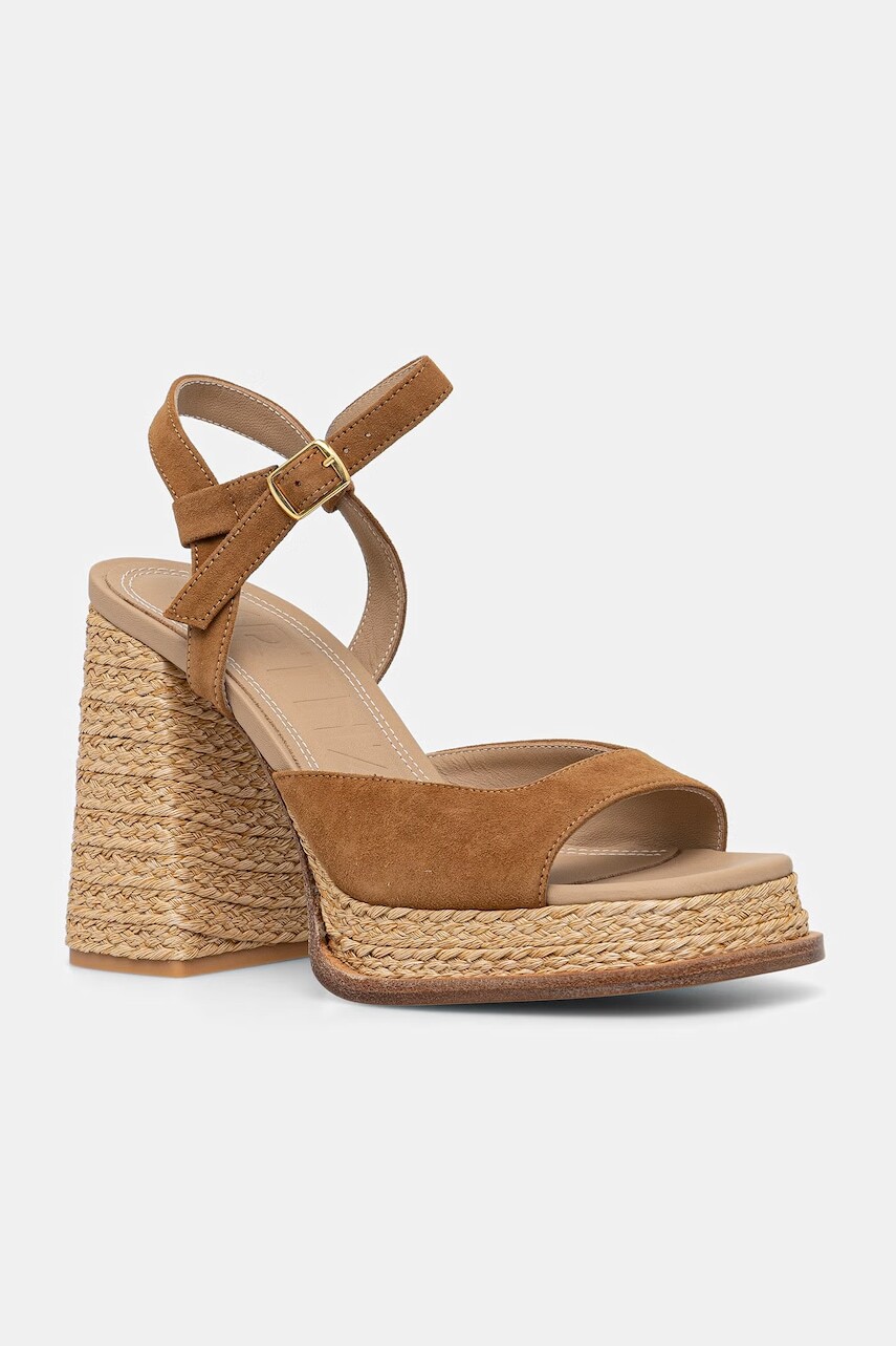 Souliers Martinez sandále na podpätku zo semišu GRACIA