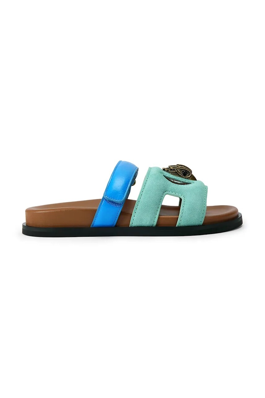 Kurt Geiger London šľapky na plochom podpätku dámske kožené Eagle Cut Out Sandal