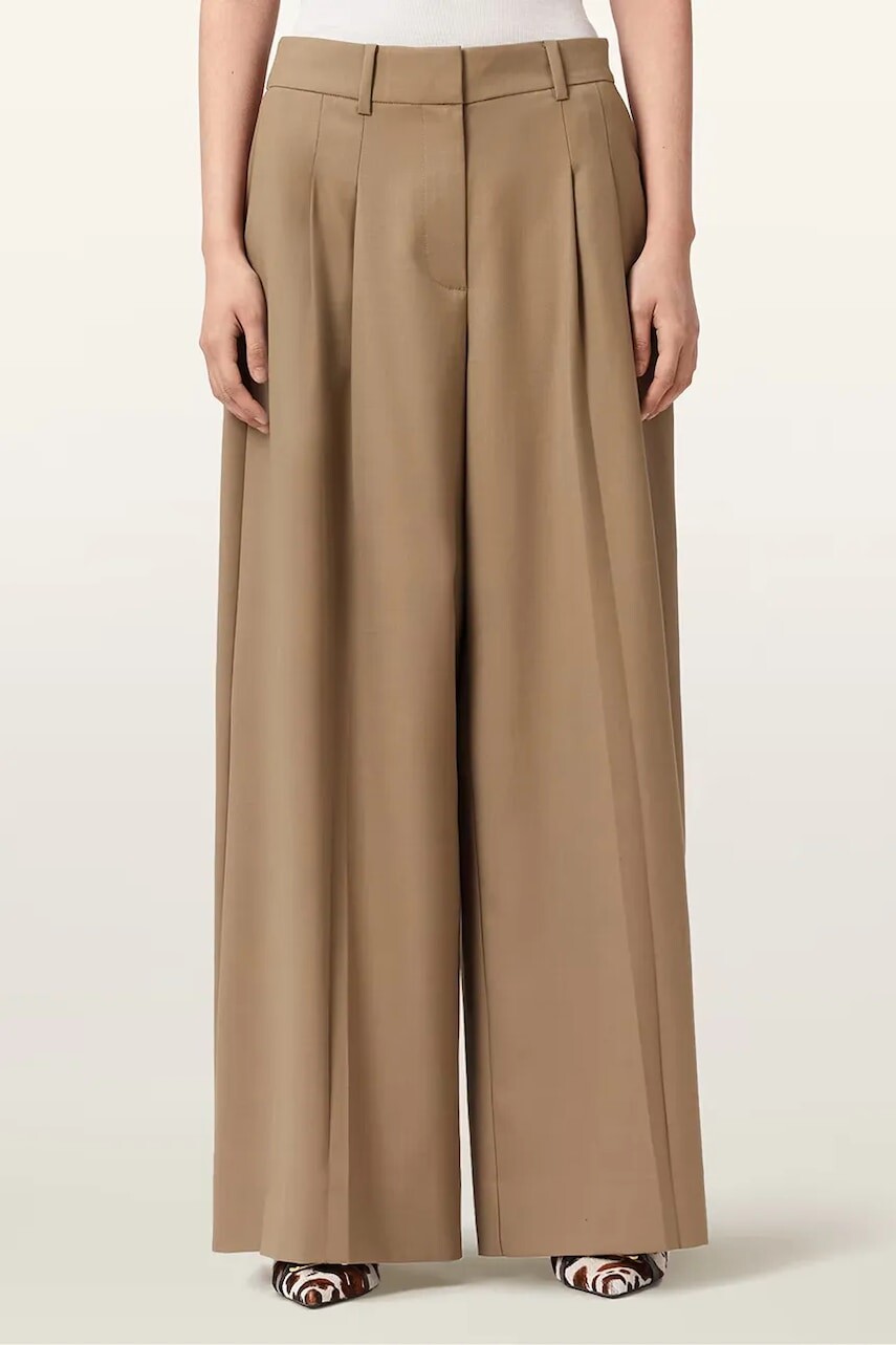 AllSaints Nohavice wide leg dámske s vlnou POPPY