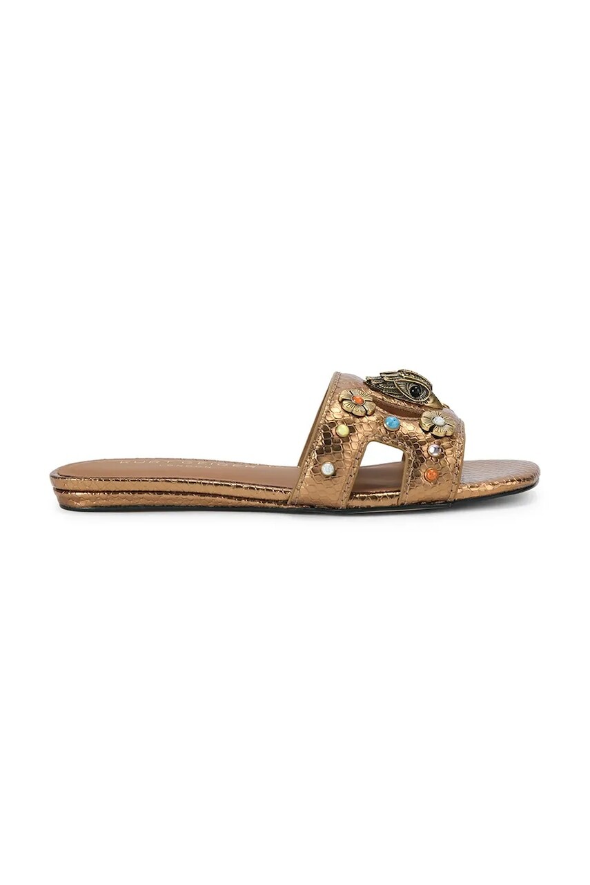 Kurt Geiger London šľapky na plochom podpätku dámske kožené Eagle Cut Out Flat Sdl